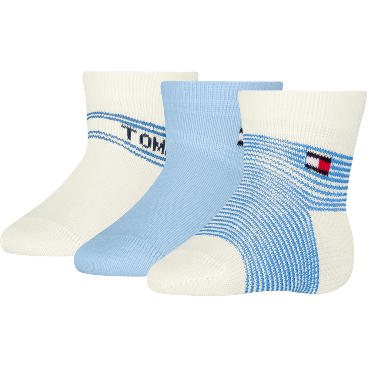 Tommy Hilfiger Light Blue Baby Strumpor 3-Pack Presentförpackning Stripe