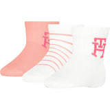 Tommy Hilfiger Pink Baby Strumpor 3-Pack Presentask Monogram