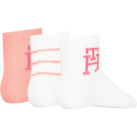 Tommy Hilfiger Pink Baby Strumpor 3-Pack Presentask Monogram
