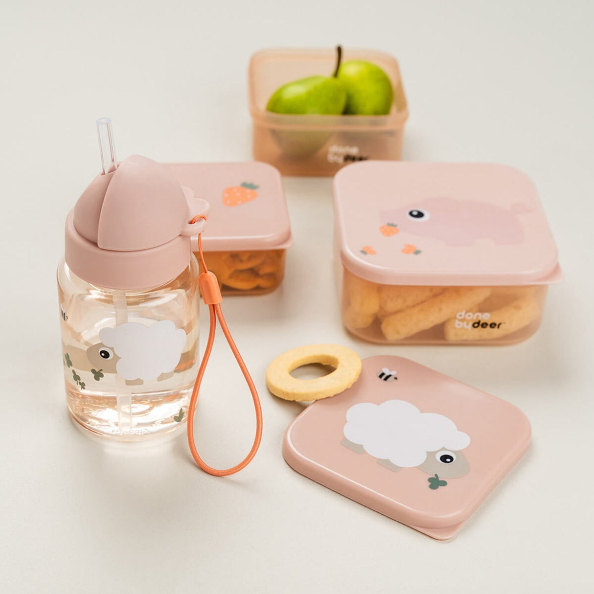 DonebyDeer Pulver Vattenflaska med sugrör Tiny farm