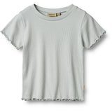 Wheat Soft Blue Rib T-Skjorta S/S Irene