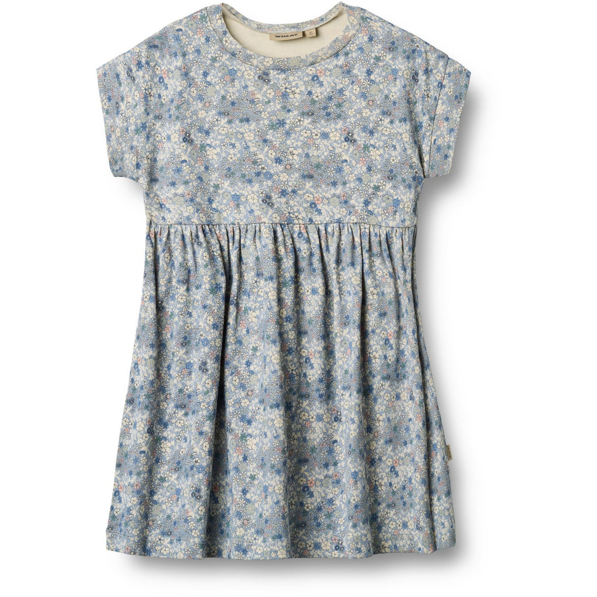 Wheat Blue Summer Flowers Jersey Klänning S/S Emilie