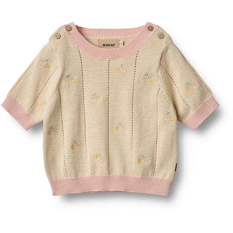 Wheat Sandshell Stickad Topp S/S Malvina