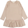 Petit Piao Bright Rose/Dark Off White Klänning L/S Modal Striped