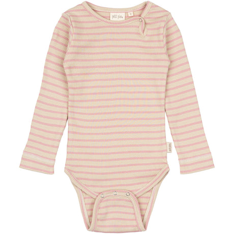 Petit Piao Bright Rose/Dark Off White Body L/S Modal Striped