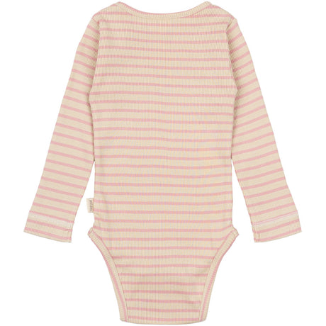 Petit Piao Bright Rose/Dark Off White Body L/S Modal Striped