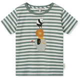 LIEWOOD Circus / Stripe Peppermint / Creme De La Creme Apia Placement Shortsleeve T-Skjorta