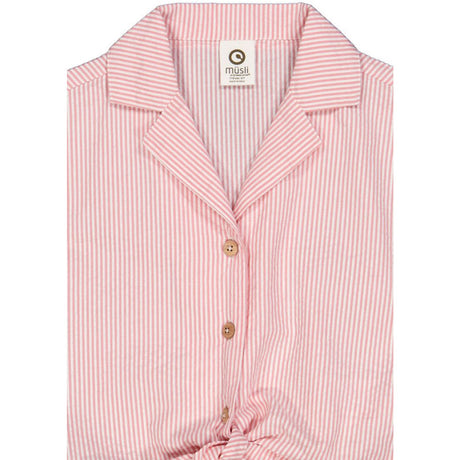 Müsli Balsam Cream/ Bubblegum Seersucker Stripe Crop Skjorta