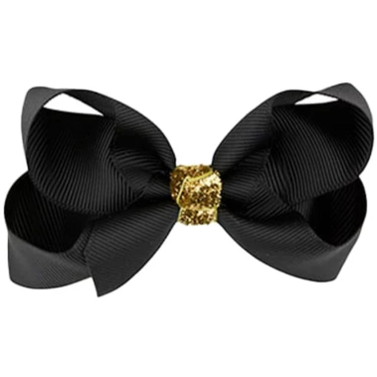 Bow's by Stær Klassisk Rosett - Sort/Guld Glitter - 8 cm