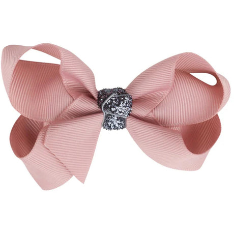 Bow's by Stær Klassisk Rosett - Antique Rose/Grå Glitter - 8 cm