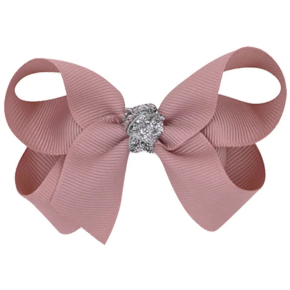 Bow's by Stær Klassisk Rosett - Antique Rose/Sølv Glitter - 8 cm