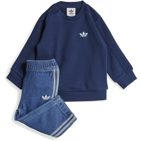 adidas Originals Medium Blue Denim/Night Indigo Denim Crew Set