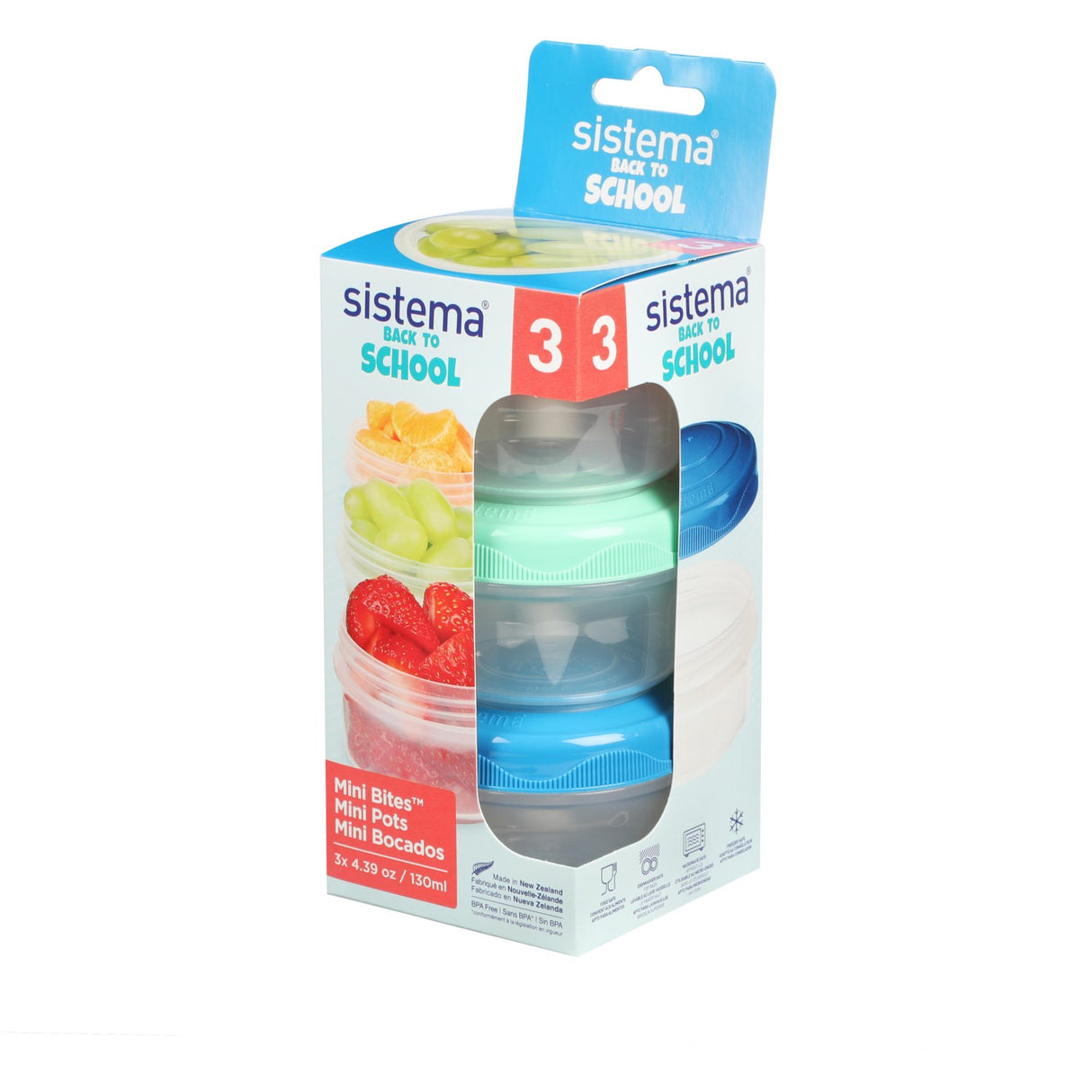 Sistema To Go Mini Bites Matförvaring 130 ml Mixed Pack 3-pak