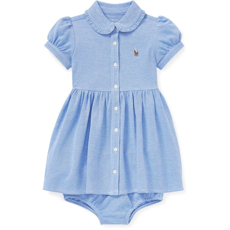 Ralph Lauren Baby Solid Oxford Klänning & Bloomer Harbour Island Blue