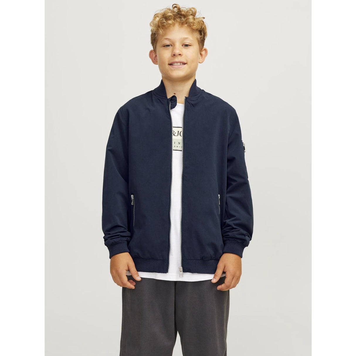 Jack & Jones Junior Navy Blazer Rush Bomber Jacka Noos