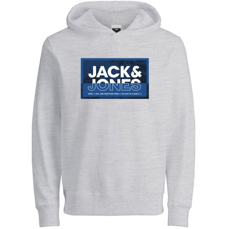 Jack & Jones Junior White Melange Cologan Print Sweat Hoodies