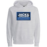 Jack & Jones Junior White Melange Cologan Print Sweat Hoodies