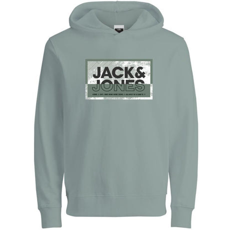 Jack & Jones Junior Aqua Gray Cologan Print Sweat Hoodies