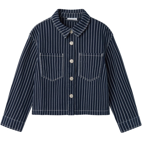 Name It Navy Blazer Zoe Twill Oversize Stripe Skjorta