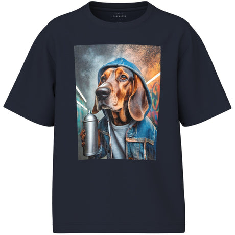 Name It Dark Sapphire Graffiti Dog Voto Regular T-Shirt