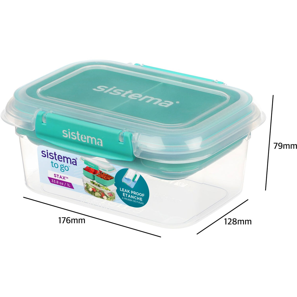 Sistema Minty Teal Rectangle Stax To Go Lunchlåda 1L