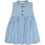 COPENHAGEN COLORS Super Lt Blue Indigo Washed Organic Denim Klänning m. Krage