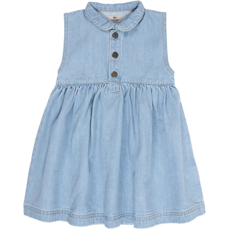 COPENHAGEN COLORS Super Lt Blue Indigo Washed Organic Denim Klänning m. Krage