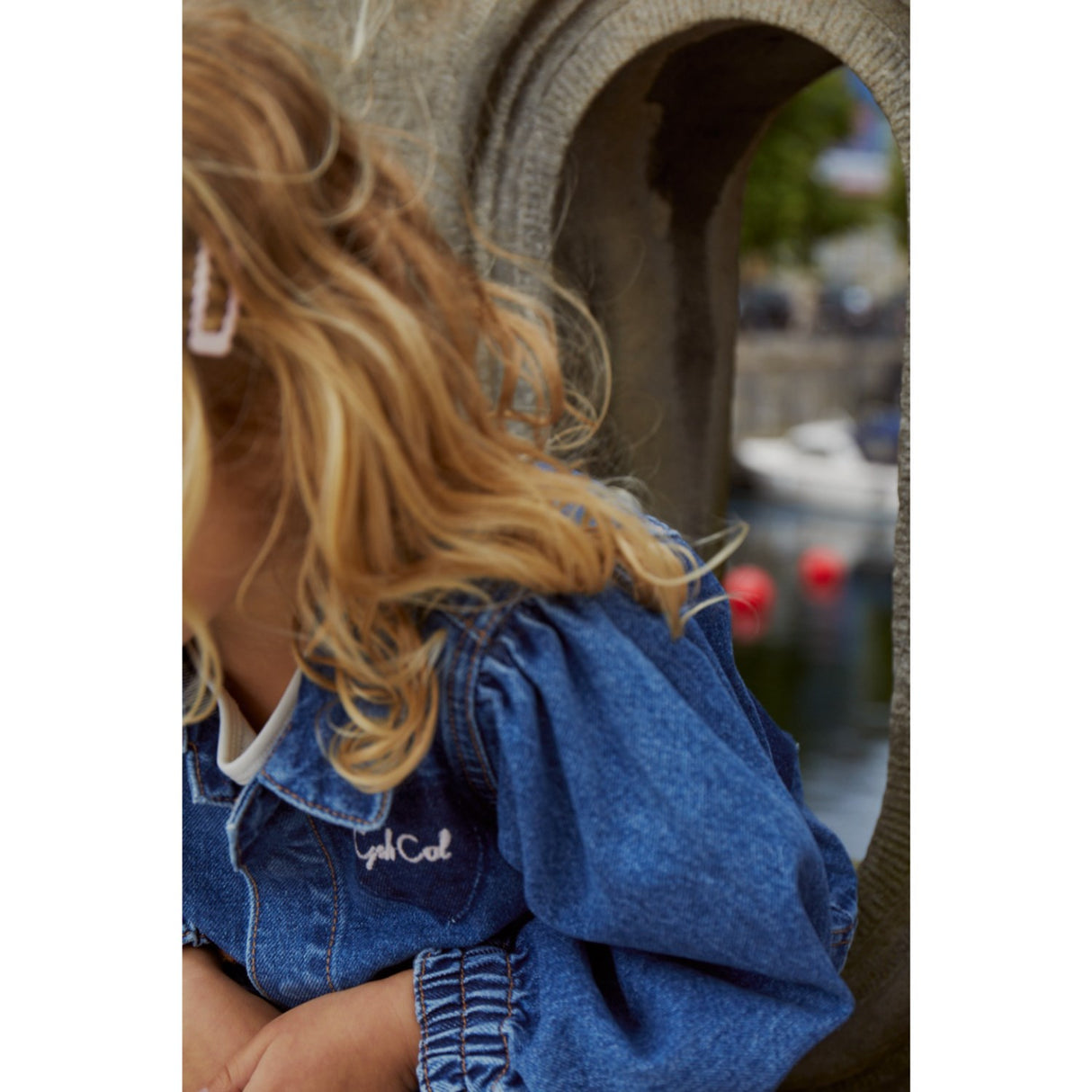 COPENHAGEN COLORS Indigo Blue Washed Organic Denim Hearts Jacka