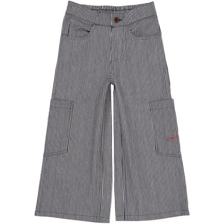 COPENHAGEN COLORS Navy Stripe Striped Wide Byxor W Pockets