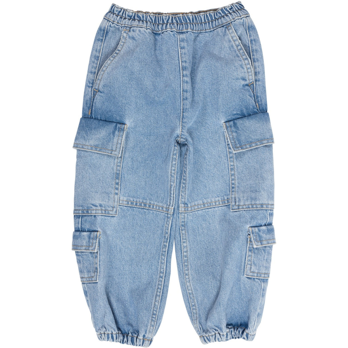 COPENHAGEN COLORS Lt Blue Indigo Washed Organic Cargo Denim Byxor