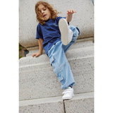 COPENHAGEN COLORS Lt Blue Indigo Washed Organic Cargo Denim Byxor