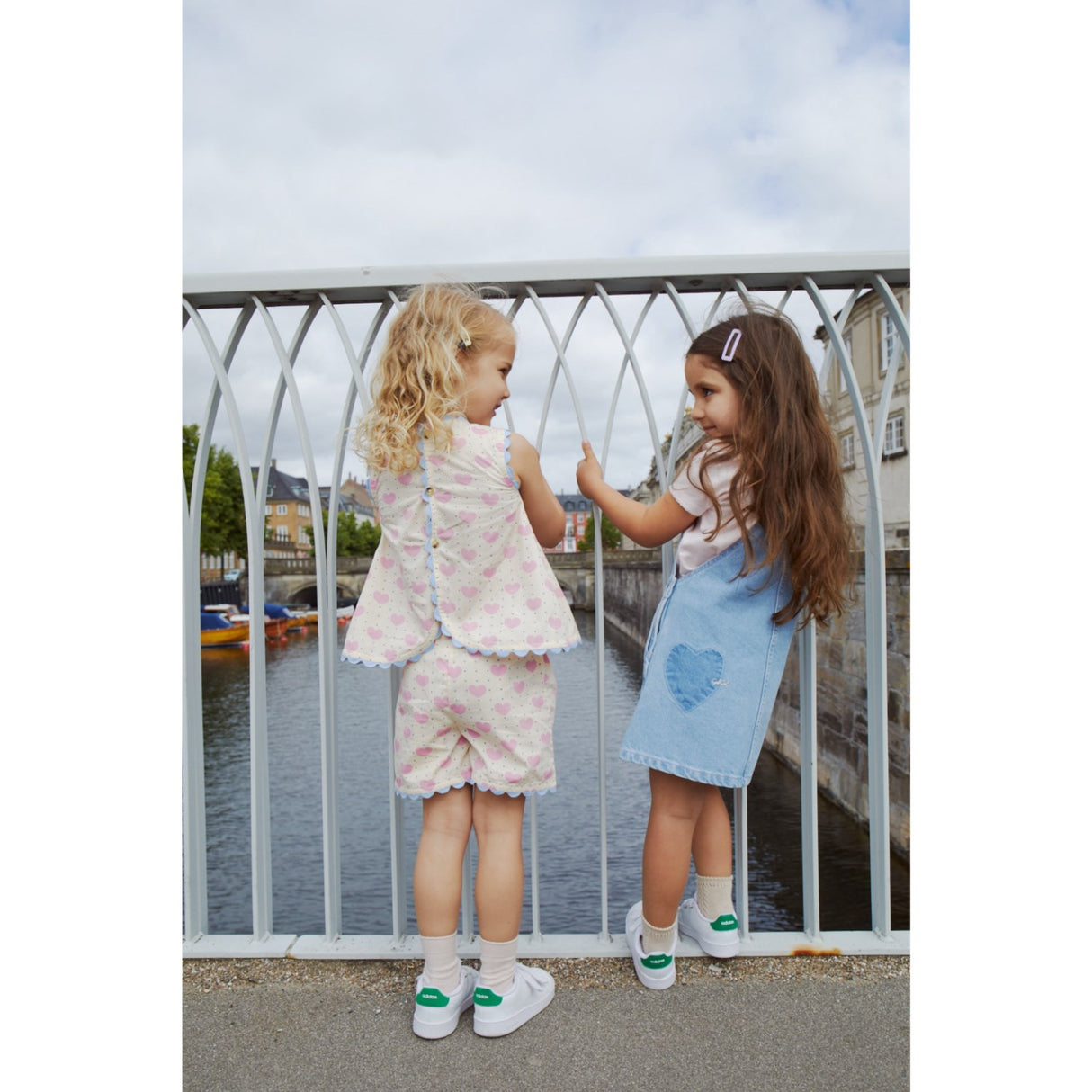 COPENHAGEN COLORS Super Lt Blue Indigo Washed Organic Denim Spencer Klänning W Heart