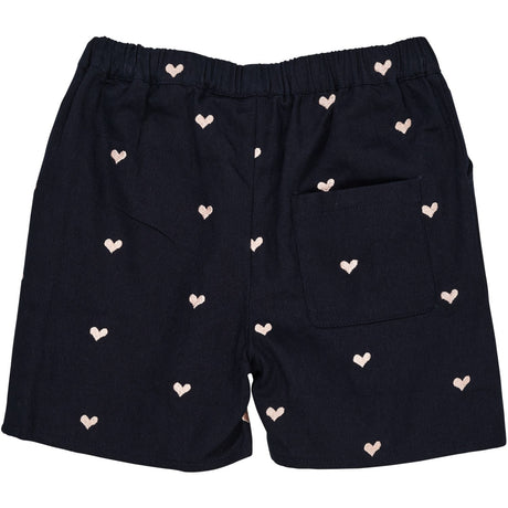 COPENHAGEN COLORS Navy W. Soft Pink Hearts Twill Heart Shorts