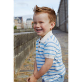 COPENHAGEN COLORS Sky Blue Stripe Pique Stripe Pique Piker Shirt