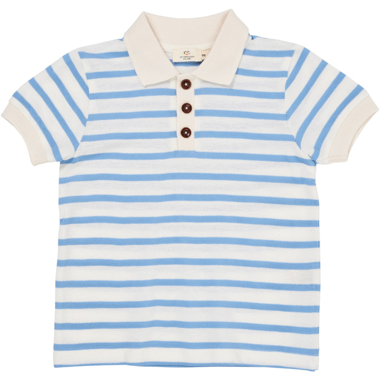 COPENHAGEN COLORS Sky Blue Stripe Pique Stripe Pique Piker Shirt