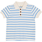 COPENHAGEN COLORS Sky Blue Stripe Pique Stripe Pique Piker Shirt