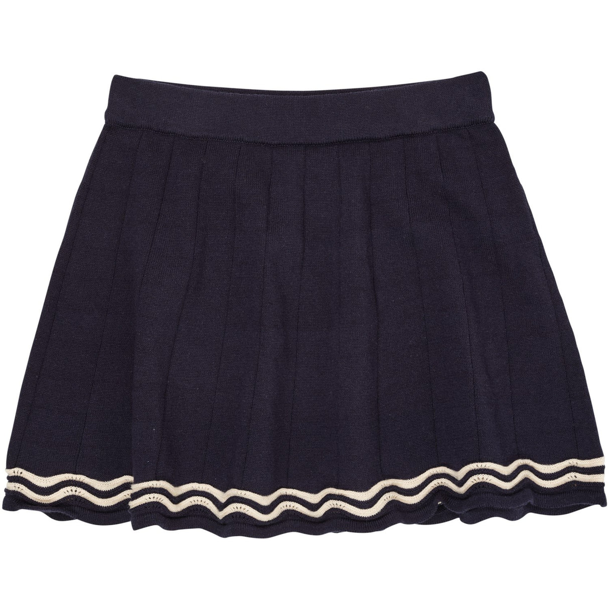 COPENHAGEN COLORS Navy/Cream Comb. Stickad Tennis Kjol