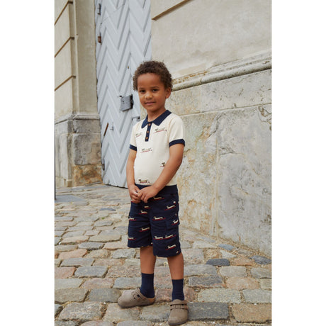 COPENHAGEN COLORS Marinblå med surfing Dog Twill Shorts