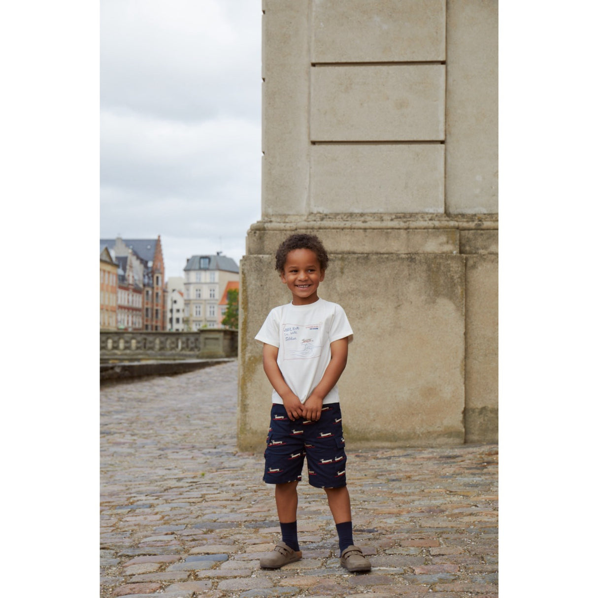 COPENHAGEN COLORS Marinblå med surfing Dog Twill Shorts