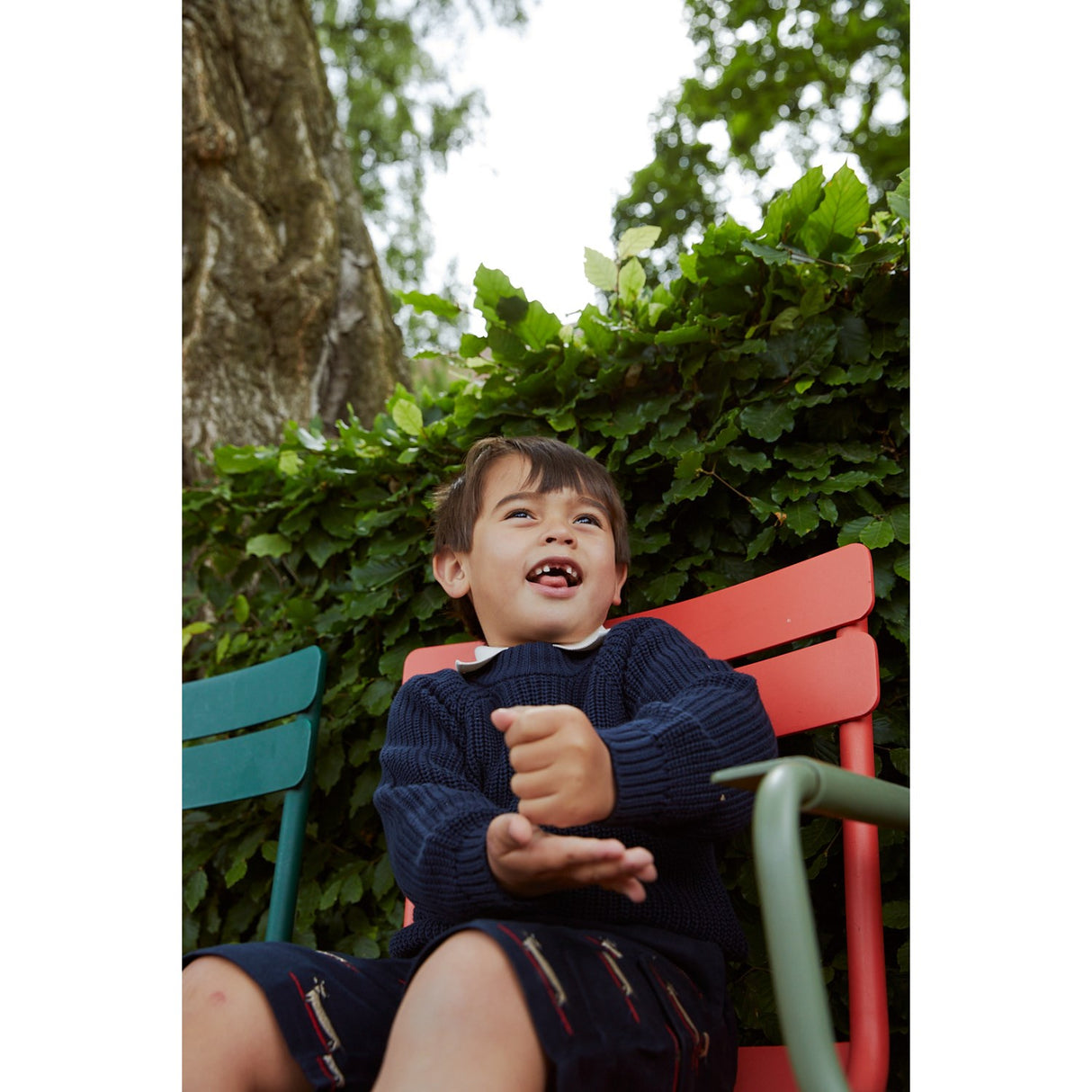 COPENHAGEN COLORS Marinblå med surfing Dog Twill Shorts