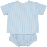 COPENHAGEN COLORS Sky Blue W Cream Stripe Seersucker Baby Set