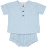 COPENHAGEN COLORS Sky Blue W Cream Stripe Seersucker Baby Set