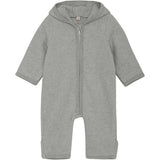 Huttelihut Light Grey Melange Pram Suit Ears Cot. Fleece