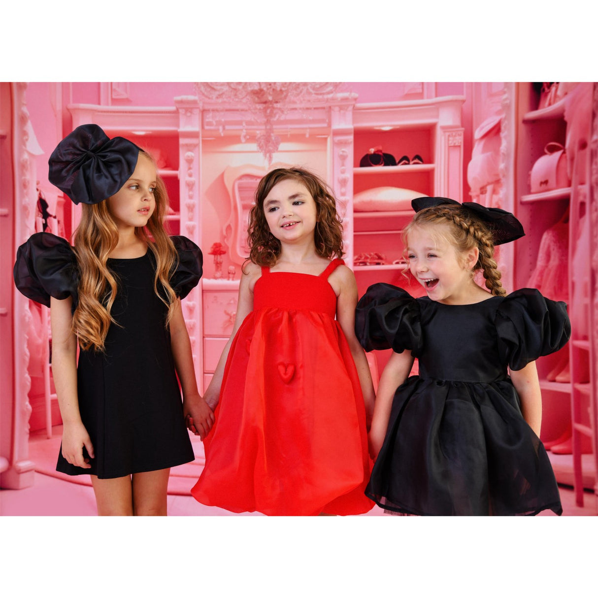 Dolly by Le Petit Tom Black Dolly World V-Back Puff Sleeve Organza Tutu Klänning