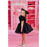 Dolly by Le Petit Tom Black Dolly World V-Back Puff Sleeve Organza Tutu Klänning