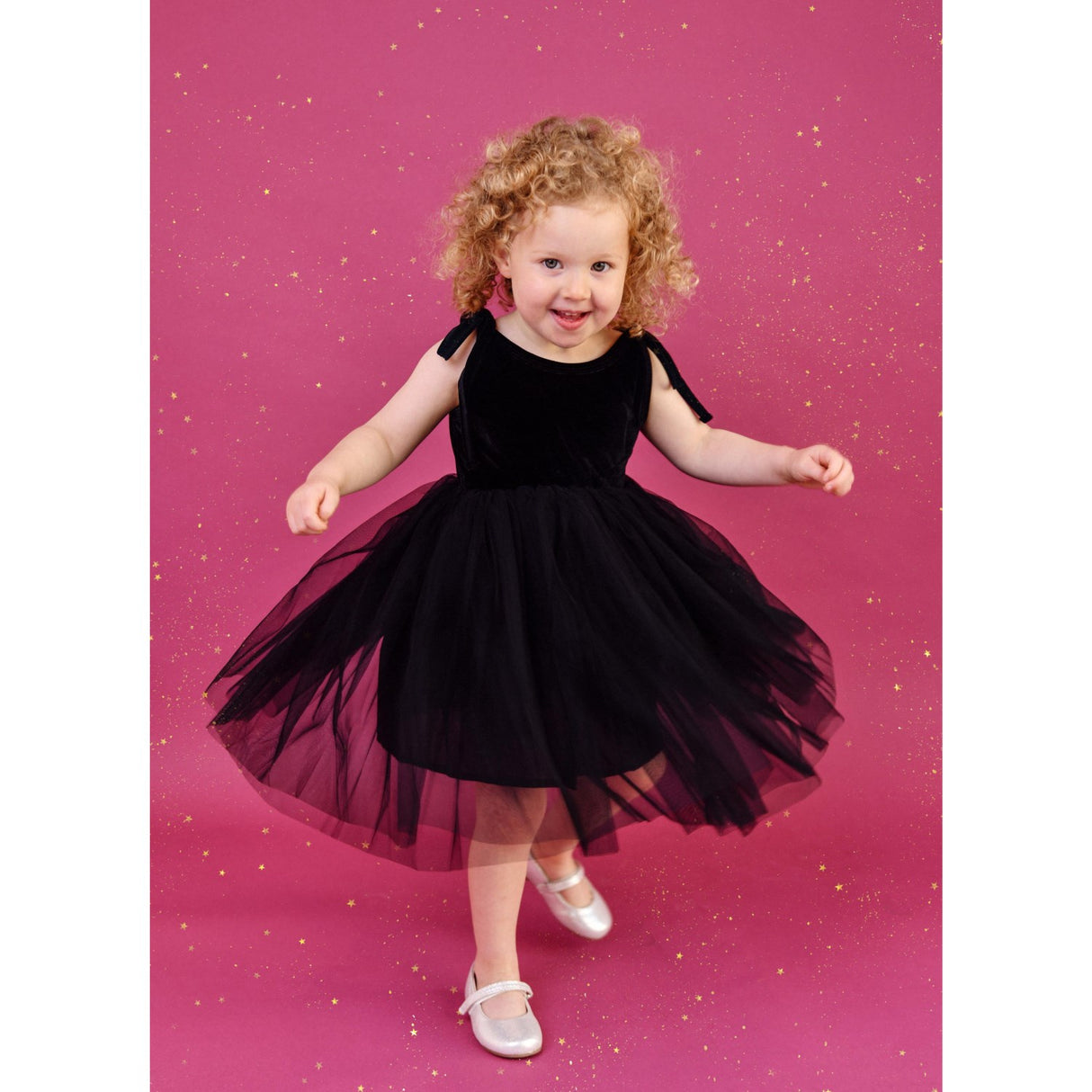 Dolly by Le Petit Tom Black Dolly Universe Velvet Cosmic Strings Tutu Klänning