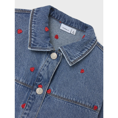 Name It Medium Blue Denim Heart Mandy Denim Embroidery Jacka
