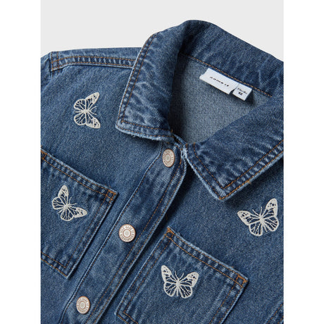 Name It Medium Blue Denim Butterfly Nina Embroidery Denim Jacka