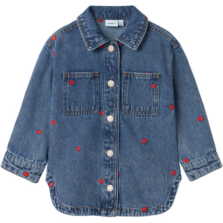 Name It Medium Blue Denim Heart Nina Embroidery Denim Jacka