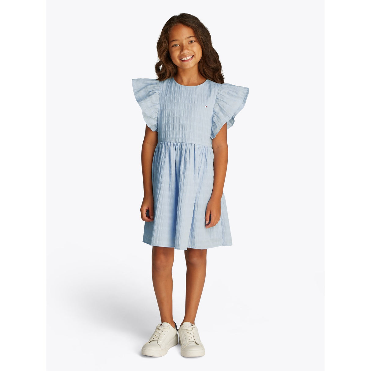 Tommy Hilfiger Breezy Blue Textured Bomull Klänning SS
